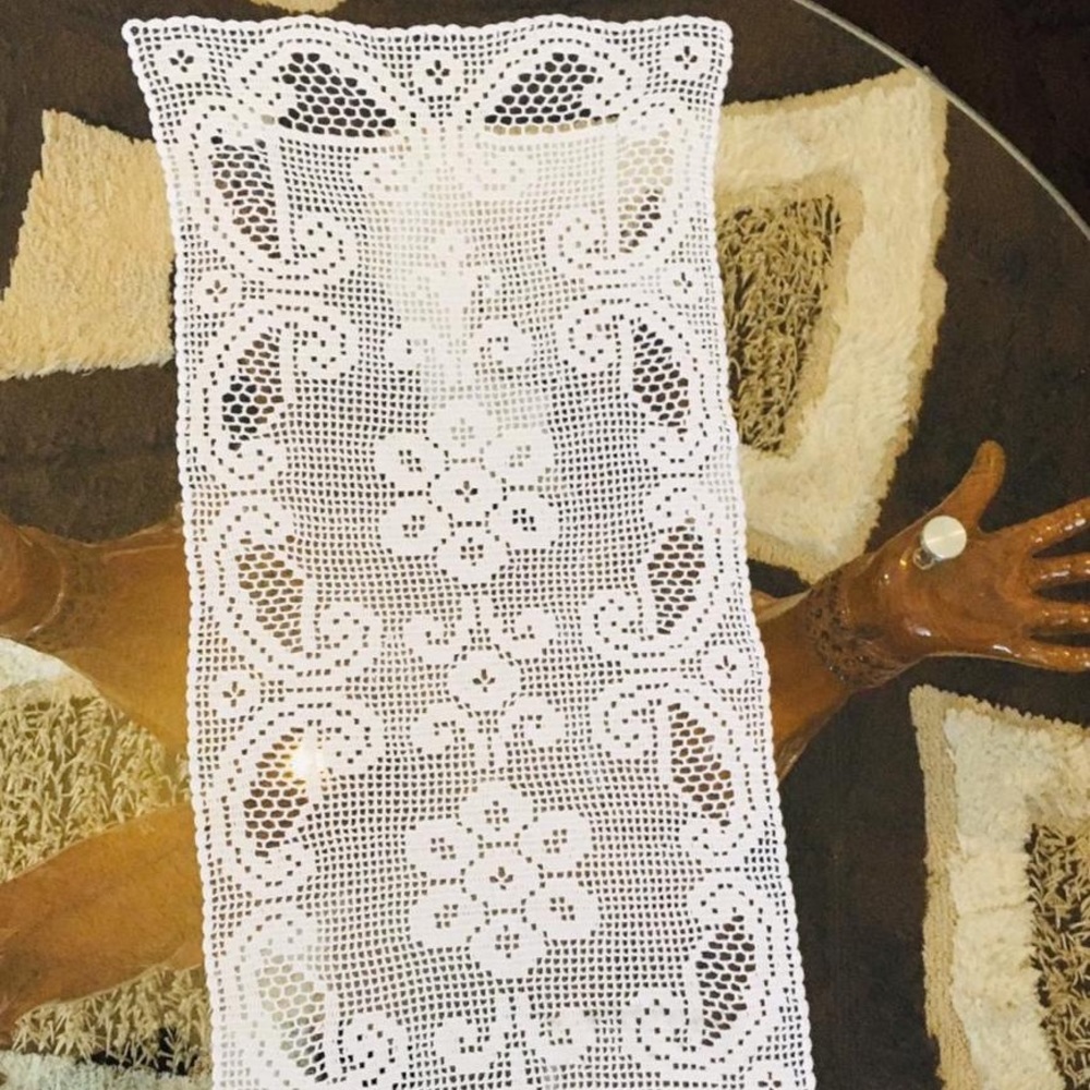 Handmade crochet rectangle table cloth